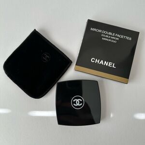 New Chanel Black Double Facettes Compact Mirror Duo with Pouch & Box